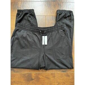 Womens Nine West Black Silver Strip Elastic waist Pants READ BELOW